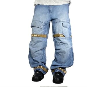 MARITHE FRANCOIS GIRBAUD Vintage 90s Men's Baggy Jeans Taped Shuttle Logo